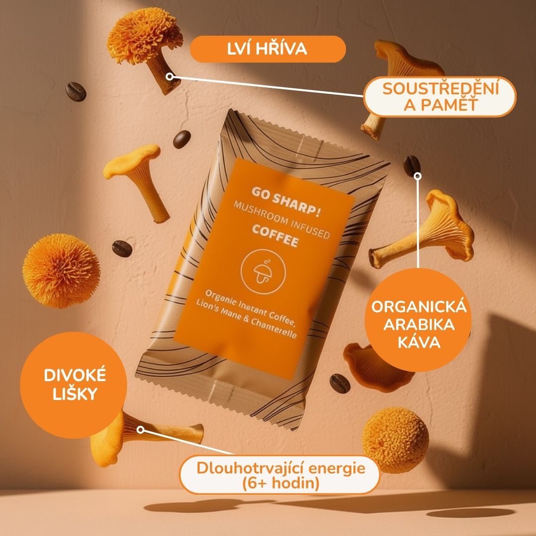 30/60 Go Sharp – organická instantní káva se lví hřívou a liškami -30%