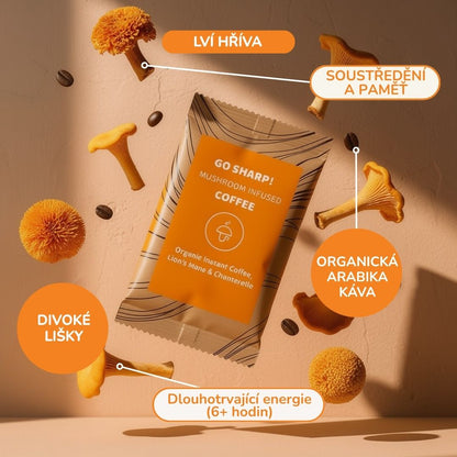 30/60 Go Sharp – organická instantní káva se lví hřívou a liškami -30%